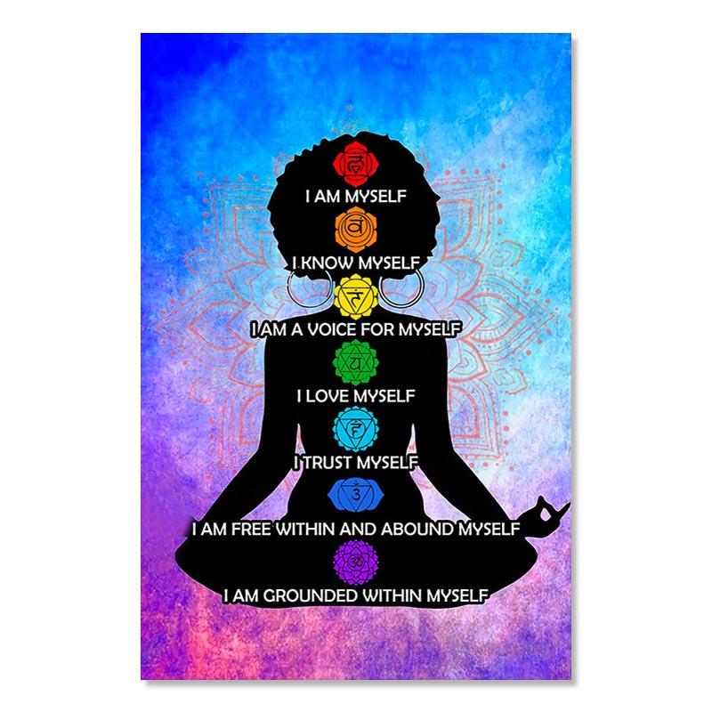 Vintage Yoga Chakra Awakening Postere și imprimeuri Iubitor de yoga Mișcarea mâinii Relaxați-vă pictura pe pânză Modern Wall Home Decor Pictures