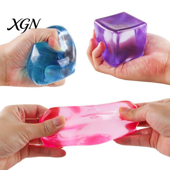 Anxiety Relief Sugar Ball Clear Cube Squeeze Toy Stress Sensory Portable Soft Stretchy Ice Pinch Party Favors