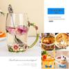 Chrysanthemum Enamel Glass Tea Cup - Lead-Free Crystal Coffee Cup Gift