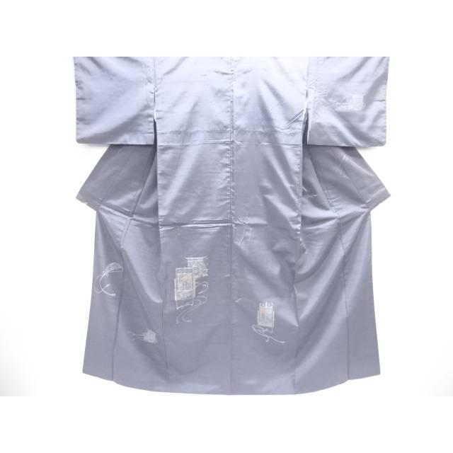 Hand-woven pongee kimono with imperial car pattern [antique] [used] [worn] [pongee] Sosou