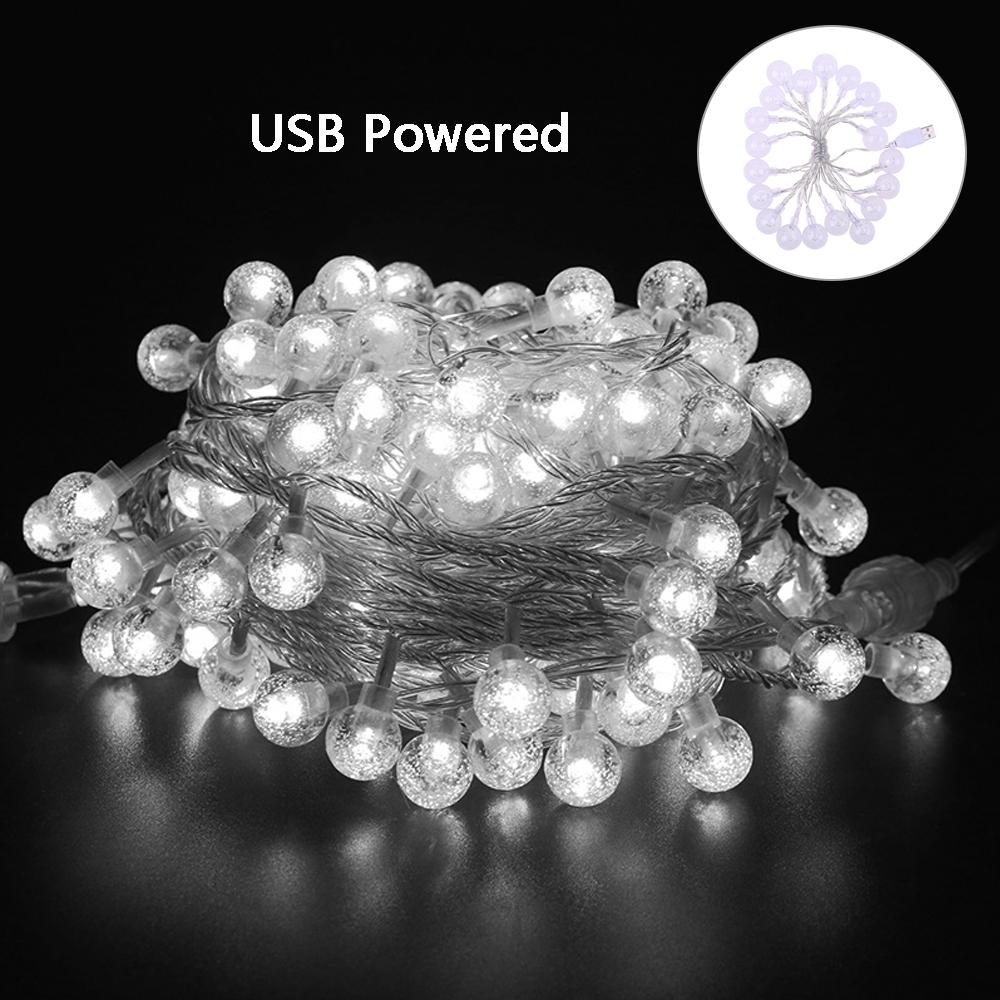 USB/Battery Powered Crystal Ball LED String Lights 1.5M 3M 6M Fairy Lights Garlands For Christmas Party Outdoor Decoration 6M 40LED