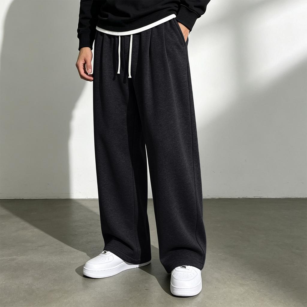 Pantaloni della tuta da uomo casual, vestibilità larga, gamba larga, dritti, per primavera e autunno
