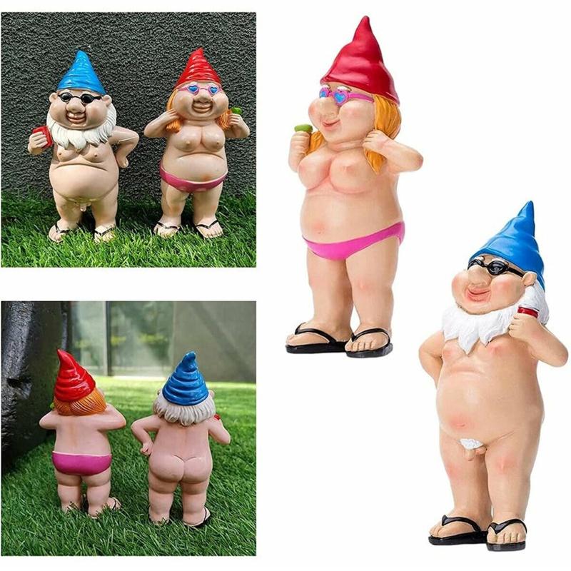 Funny Garden Gnome Decor Nude Statuary Figurine For Home Office