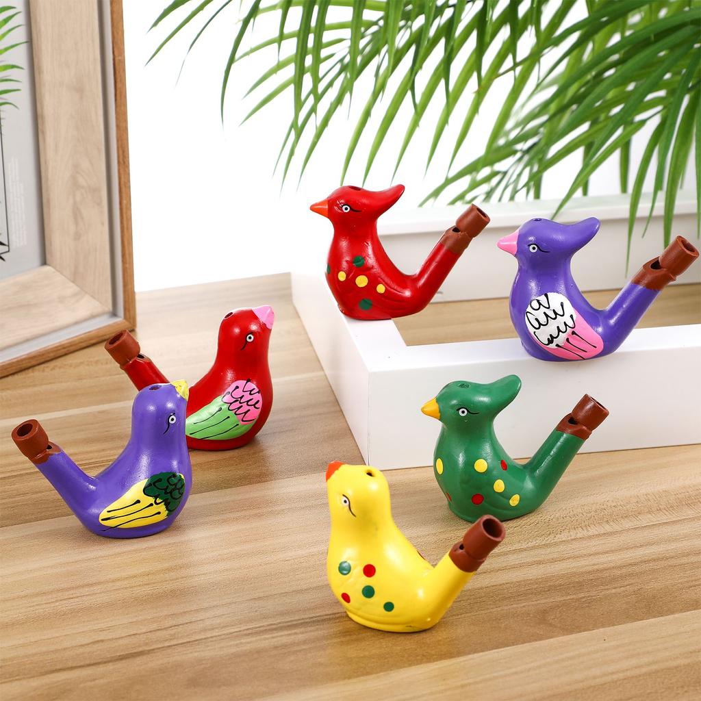 6 sztuk ceramicznych gwizdków dla ptaków, zabawnych gwizdków wodnych, hałasujących, zabawek do kąpieli, instrumentów muzycznych, upominków dla dzieci, losowy styl