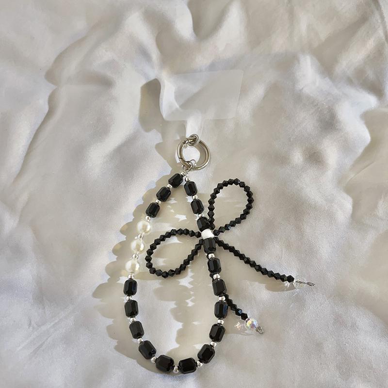 Stylish INS Bow Bracelet - Elegant Crystal Beaded Chain, Cute Short Girly Charm, Versatile for Phone Cases, Adorable Accessory