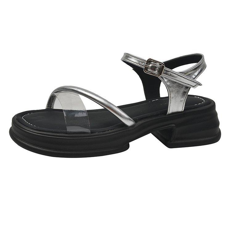 

Летние повседневные римские сандалии с толстой подошвой для женщин 40 серебряный