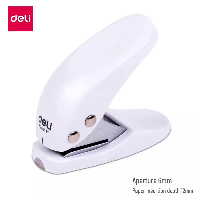 Deli 0111 Single Hole Punch with Binder Rings for Loose-Leaf Notebooks and Document Cards