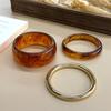 3Pcs Multi-color Resin Alloy Bangles Set Wide Design Cuff Bracelet Set Geometric Bangles  Women