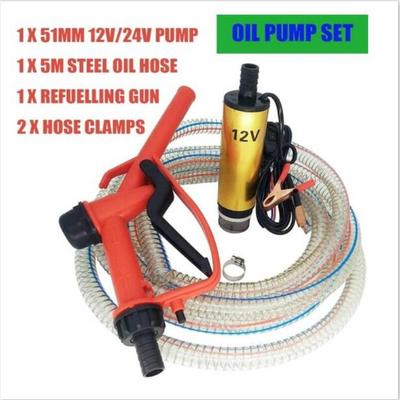 12V / 24V oliepomp tankpistool combinatieset 5 meter stalen olieslang dompelpomp
