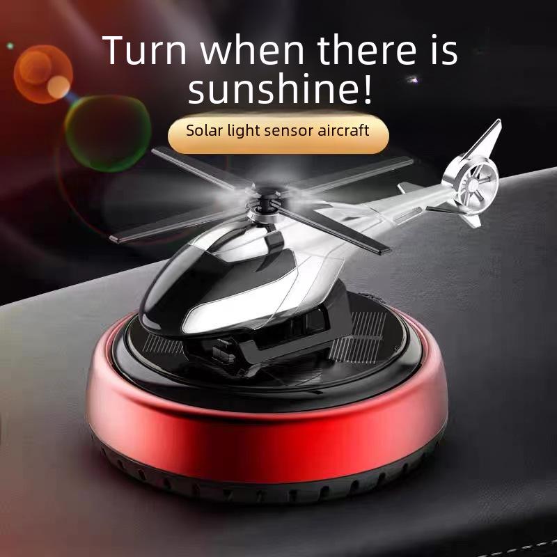Solar-Powered Rotating Helicopter Car Air Freshener with Light Sensor