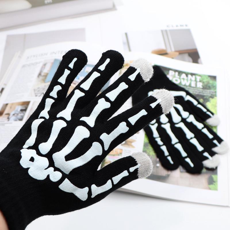Herren Lustige Totenkopf-Klaue Fingerhandschuhe - Kreative Mode für Herbst und Winter