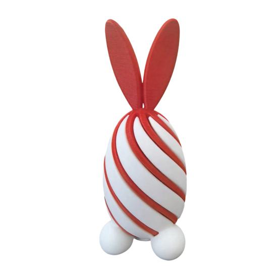 3D Printed Spiral Rabbit Figurine Two-Tone Easter Bunny Figurine Stress Relief Egg Sculpture for Home Office Desk Bookshelf Decor