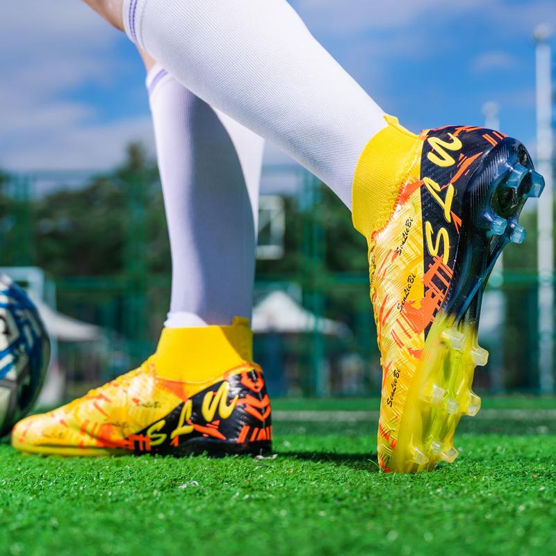 34-46 Men's High-top Football Boots Outdoor Long Spikes Sports Football Boots Large Size Youth Sports Children's Football Boots