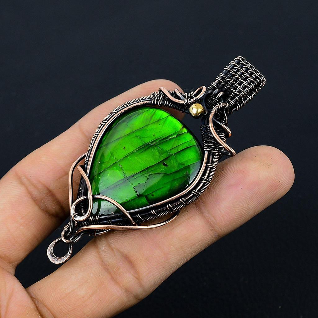 Green Flash Labradorite Pendant Gemstone Jewelry, 999 Copper Wire Wrapped Pendant, Handmade Jewelry Birthstone Pendant, Gift For Him