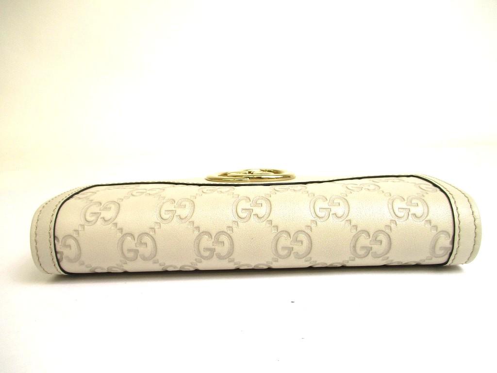 Authentic GUCCI Interlocking G Off White Leather Bifold Long Flap Wallet #706  Refurbished