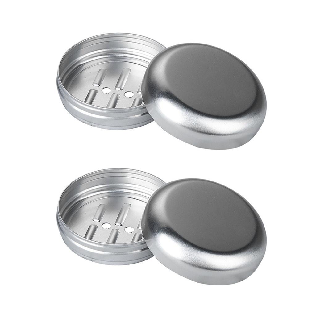 2 Stück Tragbare Aluminium Seifendose Reisefreundliche Metallschale mit Abtropfschale für Badezimmer oder Küche