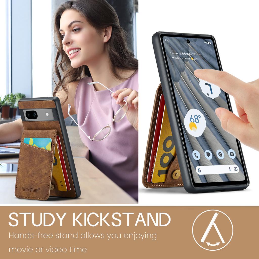 Husă de telefon FIERRE SHANN pentru Google Pixel 8, cu suport, design PU+TPU