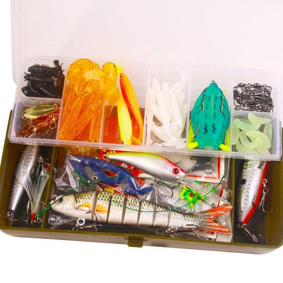 Fishing Bait Set with Treble Hooks Realistic Design Bright Colors Compact Design Portable Soft Lure Fake Bait Accessories