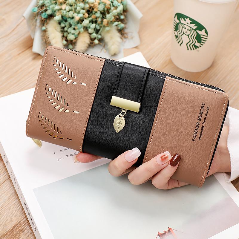 Women Wallets Long Wallet with Hollow-Out Leaf Design - Clutch Purse, Coin Pouch & Card Holder