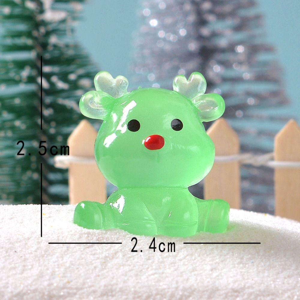 Mini Elk Miniature Figurines Cartoon Deer Statue Christmas Luminous Sitting Elk  Home Car Decor