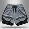 Unisex Quick-Dry Basketball Running Shorts - Fake Two-Piece Sportswear for Summer