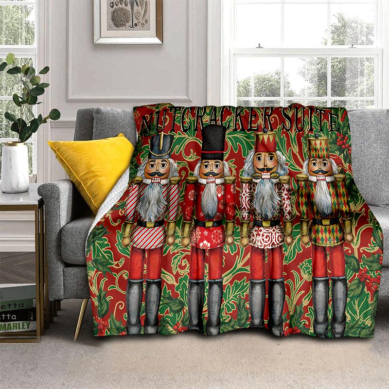 Cartoon Merry Christmas Gift The Nutcracker Doll Happy New Year Soft Flannel Blanket for Beds Bedroom Sofa Picnic,Throw Blanket