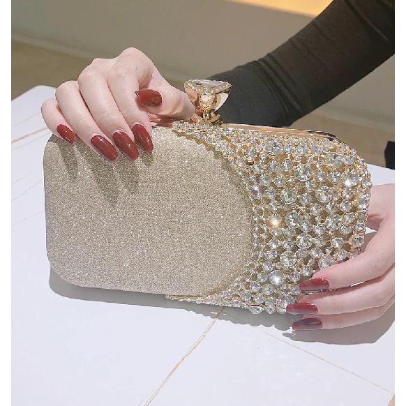 Borsa Pochette da Sera di Cristallo Matrimonio Borsa da Sposa Ballo di Fine Anno Scintillante Borse Pochette da Cena Strass Glitter Borsa a Mano Oro