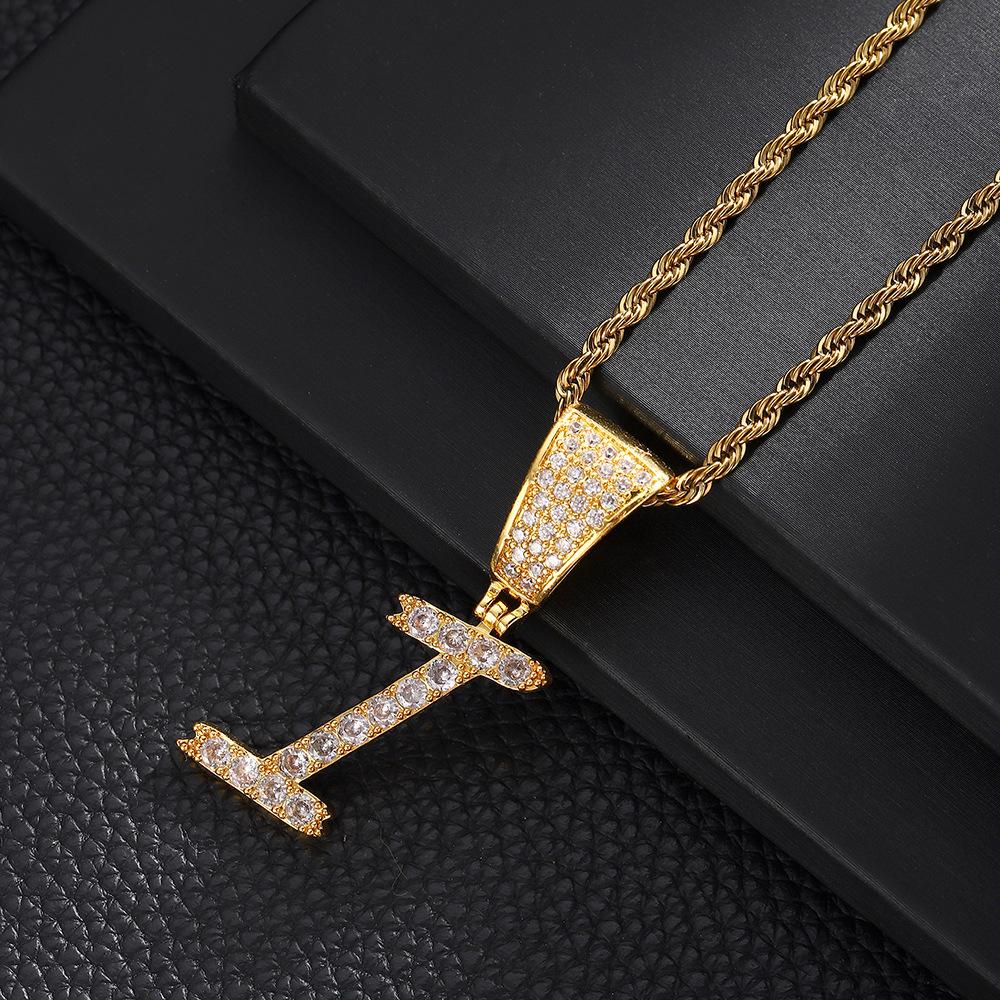 26 English Women'S Letter Pendants Necklace Twist Chain Zircon Letter Pendants Jewelry