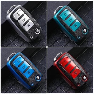 Promotie Leer TPU Autosleutelhoes Cover Fob Voor VW Volkswagen Polo Tiguan Passat Golf MK Jetta Skoda Kodiaq Superb Octavia Seat