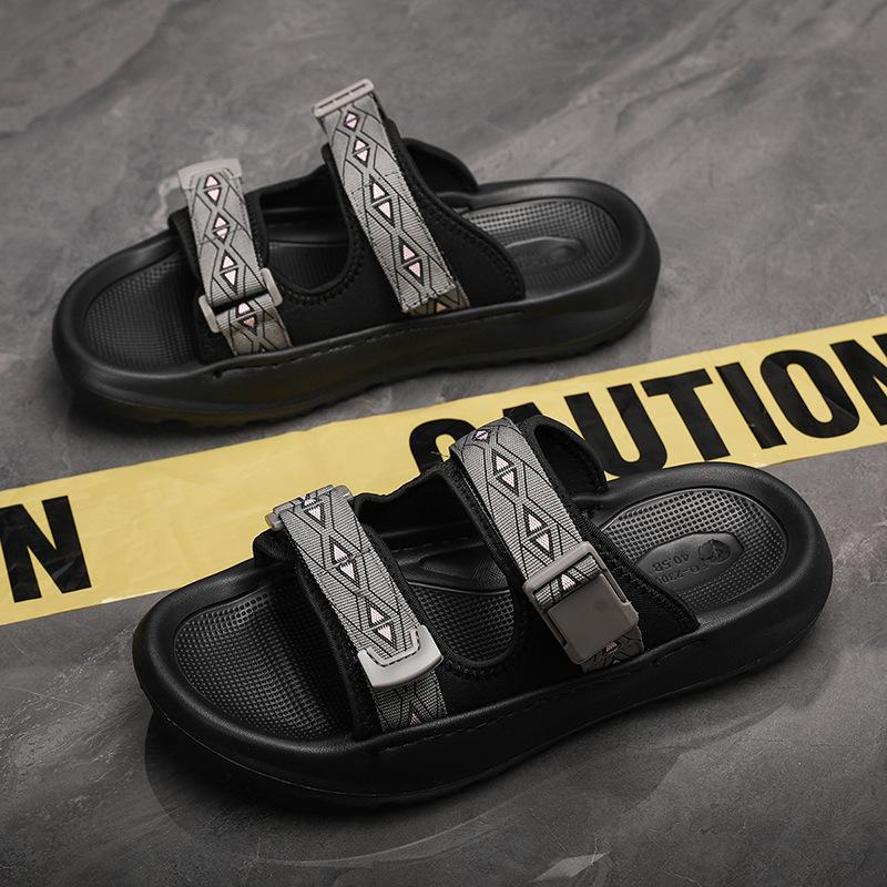 

2025 summer open-toed sandals soft-soled Velcro casual men s shoes breathable, light and non-slip beach shoes one piece 2025 45