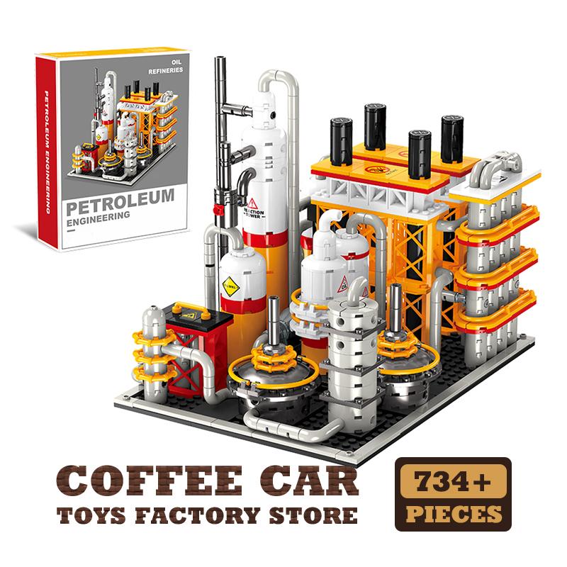 Non-Toxic Street View Petroleum Factory Moc Bricks Puzzle Toys Stem City Natural Gas Storage Center Building Model Blocks Set Kid Gift New