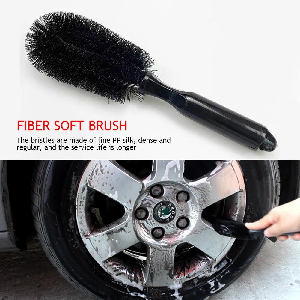 PP Wheel Brush Car Tire Cleaning Brushes Tools Car Rim Scrubber Cleaner Duster Handle Motorcycle Truck Wheel Car Detailing Brush