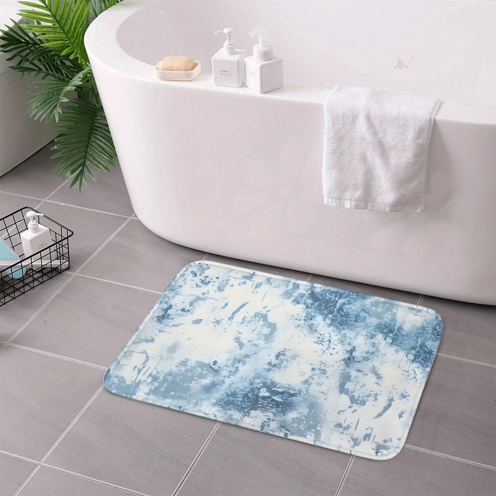 1PC Marbled Watercolor Kitchen Rug Non-Slip Door Mat Pop Design Bathroom Rug Bath Mat Carpet for Home Sink Laundry Ecoreeree