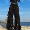 Dámské Džínové Kalhoty Punkový Styl Y2k Široké Nogavice E-girl Gotické Volné Kalhoty Cyber Grunge Cargo Kalhoty Harajuku Vysoký Pas Vaky Džíny