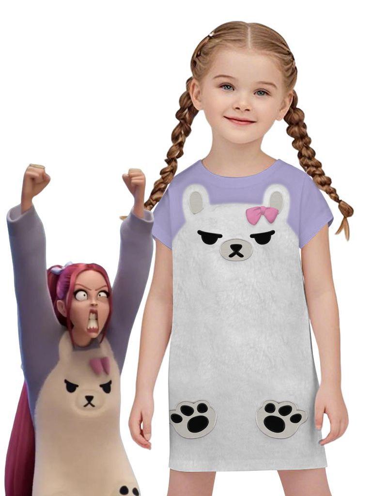 MIRA Kpop Demon Hunter Girl Cosplay Nightgown with Cute Bear & Train Design