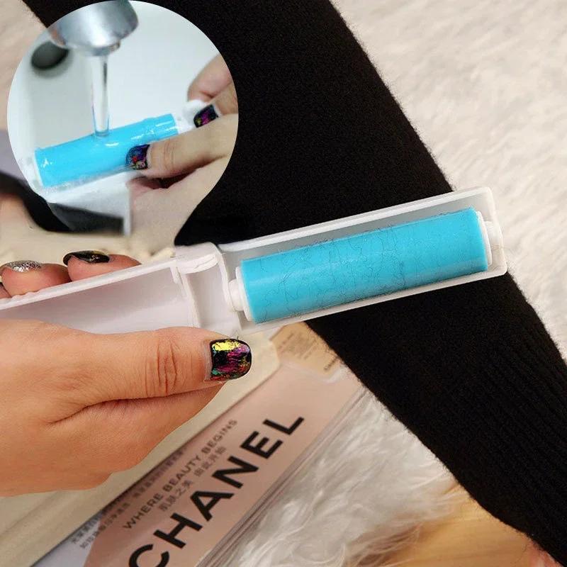 2Pcs Dust Remover Clothes Fluff Foldable Washable Hair Collector Removal Brush Sticky Washable Reusable Protable Rolling Brush