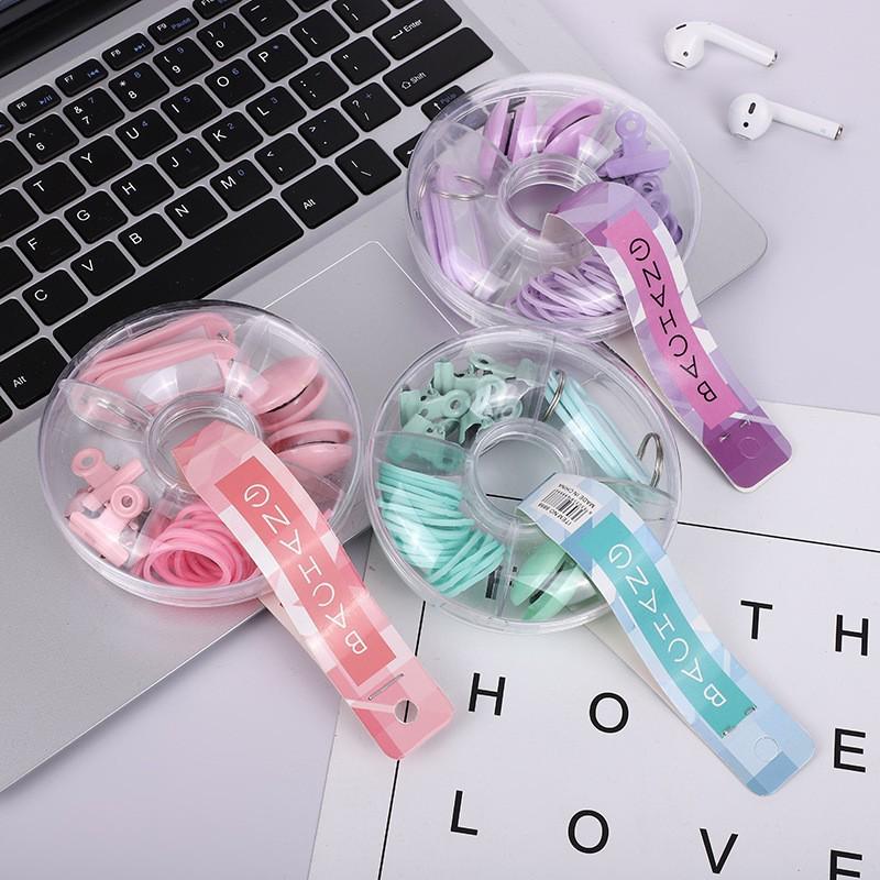 Individuell gestaltetes Reißnagel- & Donut-Set in Macaron-Farben - Multifunktionale Büroklammern & Magnetischer Schlüsselanhänger