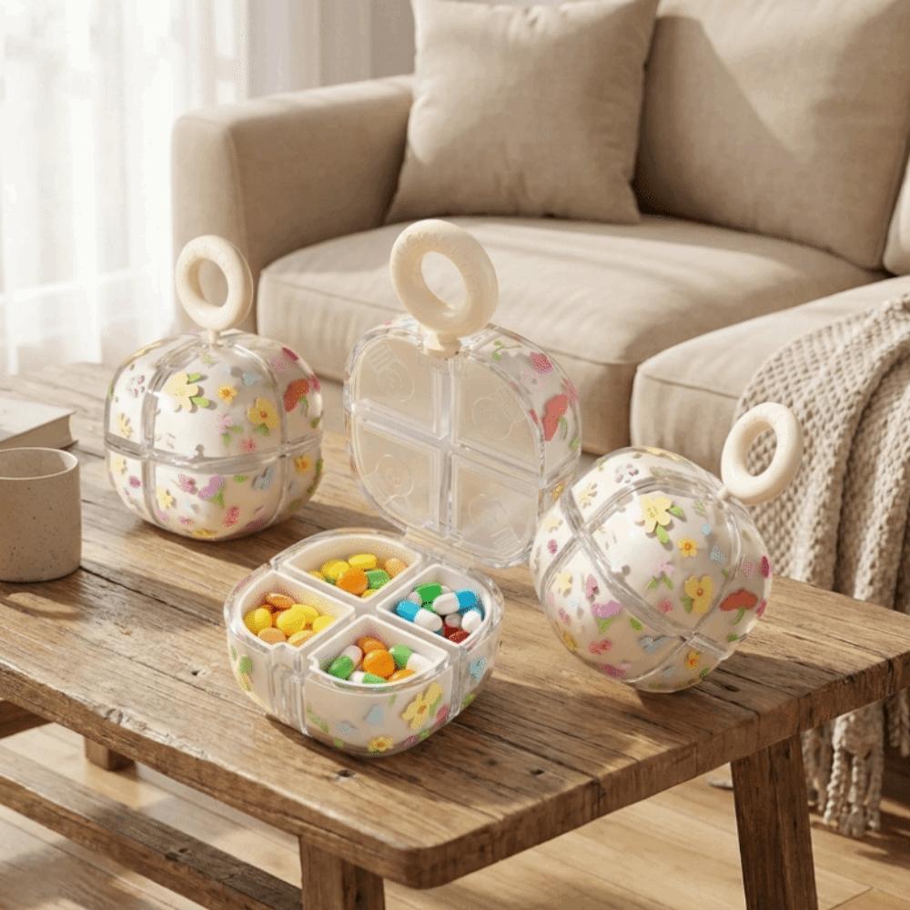 Flower Shaped Magnetic Cube Pill Box Mini Pill Storage Container Portable Pill Dispenser Travel