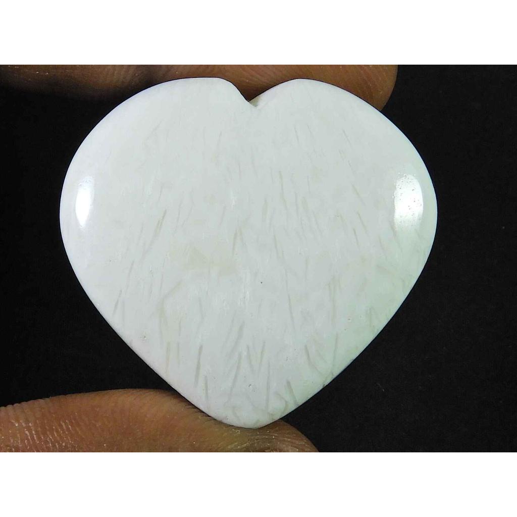 54Cts. 100% Natural Scolecite Designer Heart Crytsal Loose Gemstone 34X34MM SK-1856