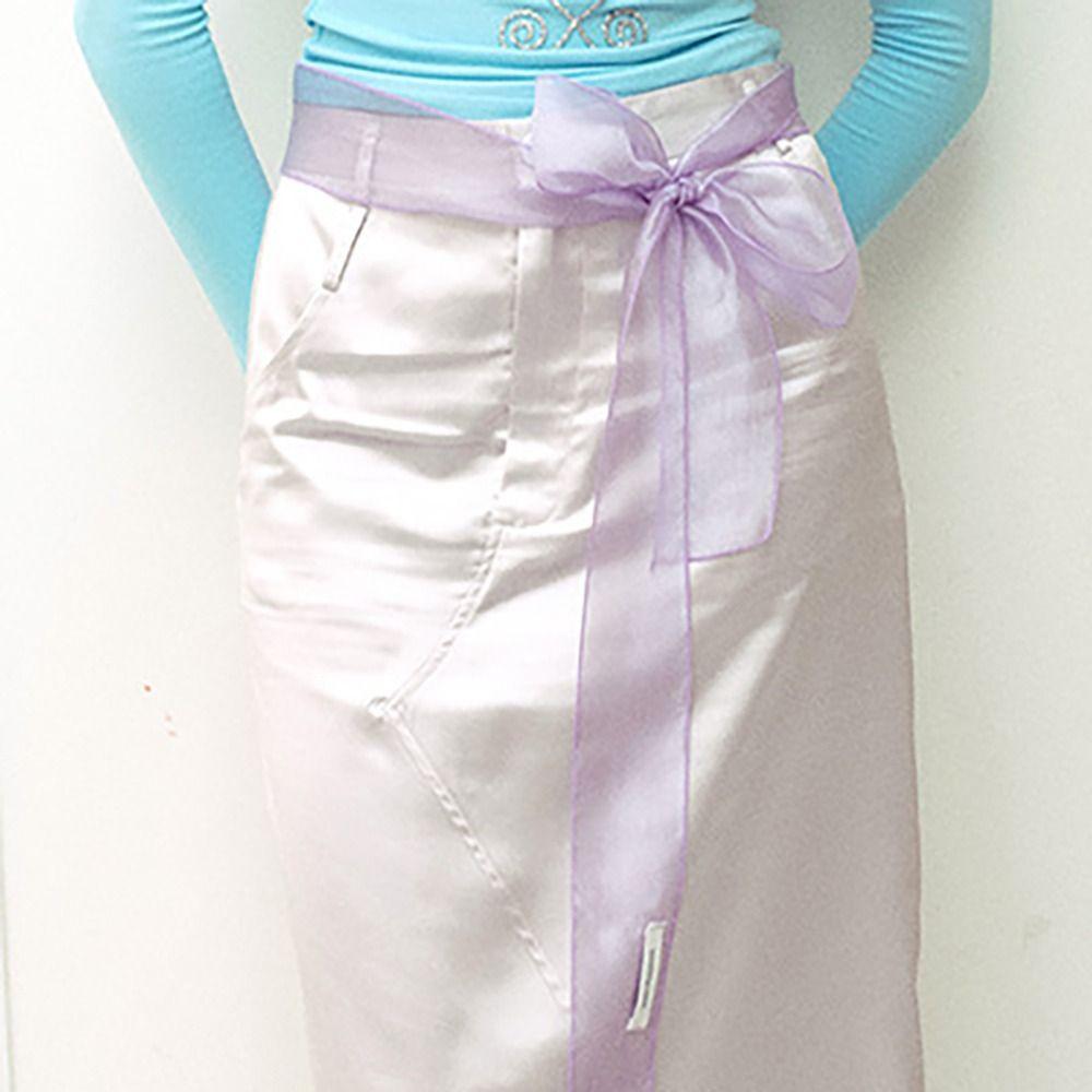 Thin Silk Scarf Pearl Shiny Belt Elegant Long Narrow Scarf  Spring Summer