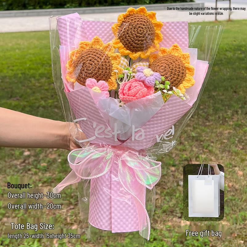 OJW Handmade Knitted Flower Bouquet