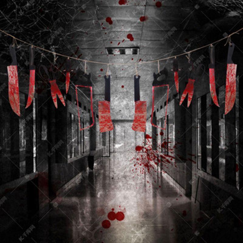 28m Halloween Hanging Weapon Garlands Decoration Bloody Props Saw Banner Scary