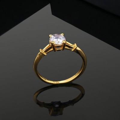 Women's Gold Plated Solitaire Ring with Zircons