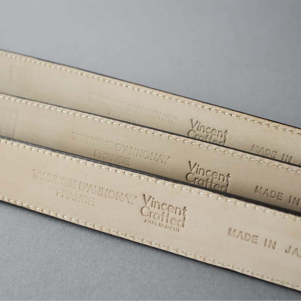 [Vincent Crafted] Nagasawa Belt Industry, Made in Japan, French Annonay Box Calf Leather Belt, Genuine Leather, 30mm Wide, Men's Business Belt, Dark