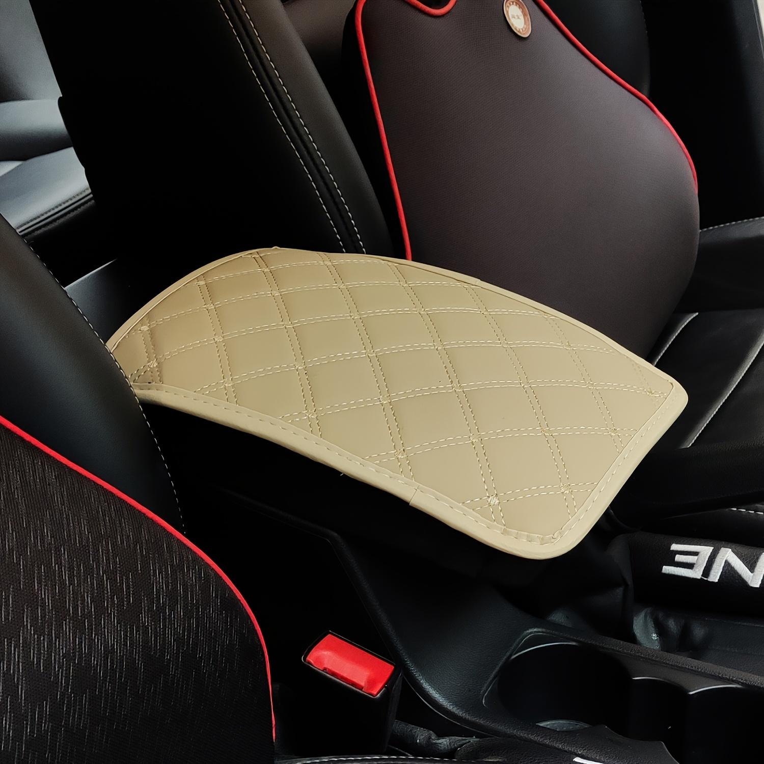 1Pc Leather Car Armrest Mat Universal Interior Auto Armrests Storage Box Mats Dust-proof Cushion Cover Armrest Protector бежевый