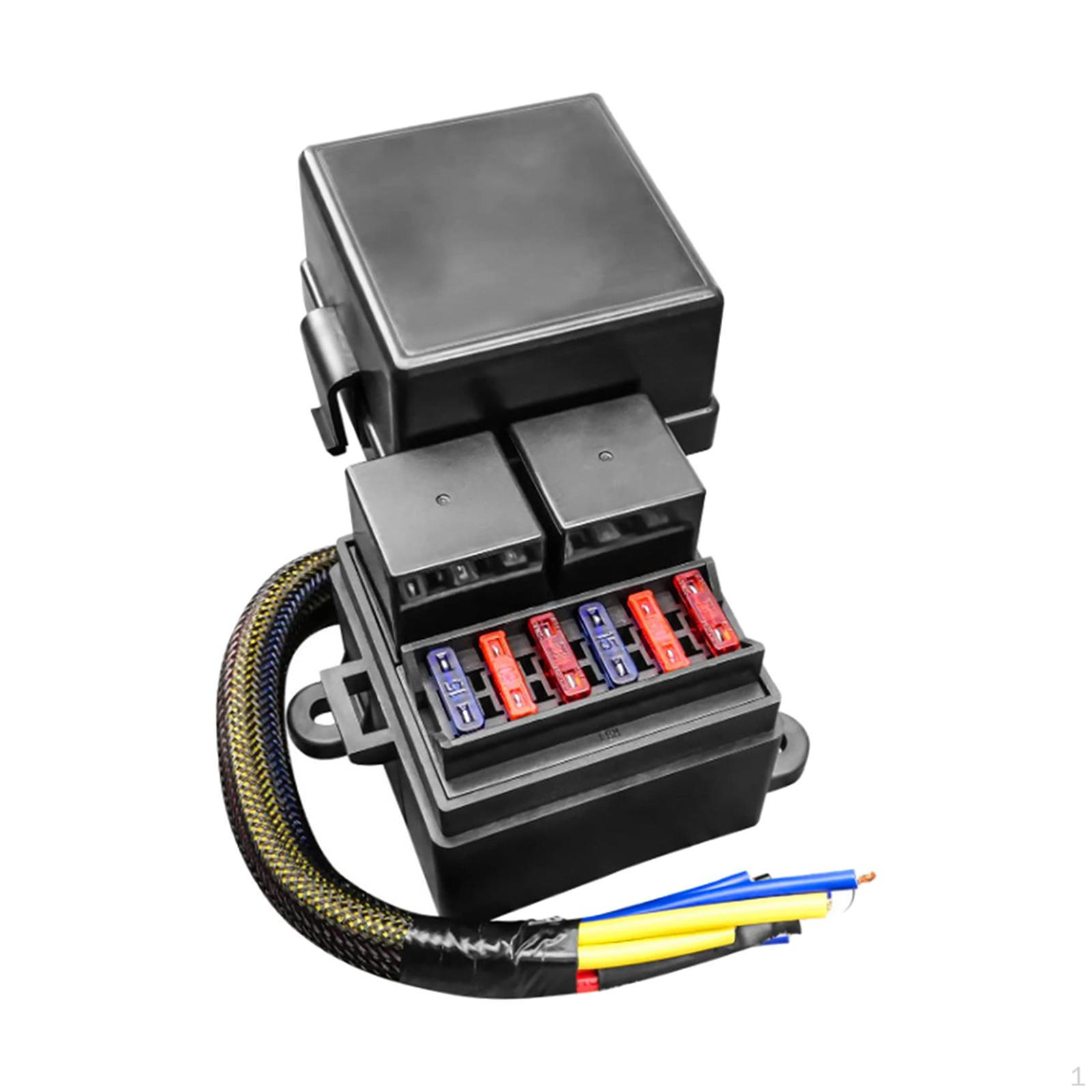

Fuse Relay Box, 6 Atc Holder ,12V Universal Fittings Pre Wired Slots 4 pin 2