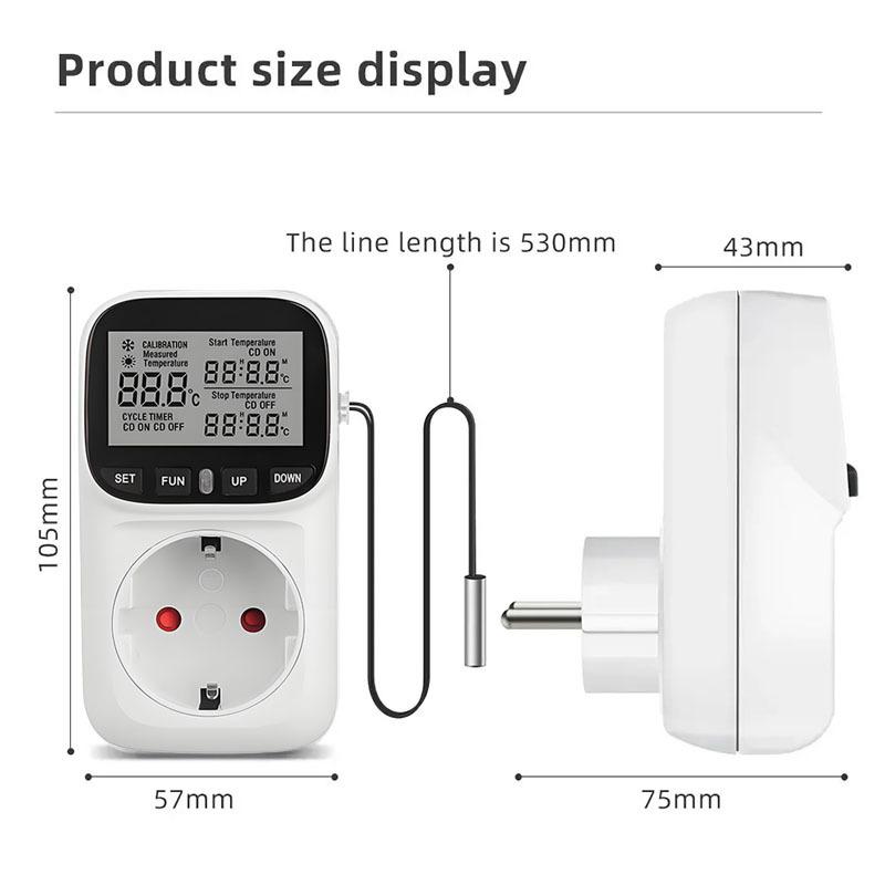 Digital Temperature Controller Socket Thermostat EU Plug 220V With Timer Switch Heating Cooling For Refrigerator Aquaculture