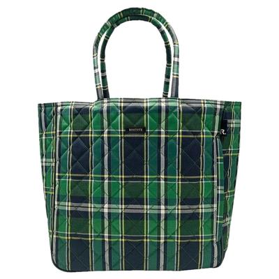 Bolsa Tote acolchada Rootote EU Mediana a cuadros, para Mujer, 3619, Verde