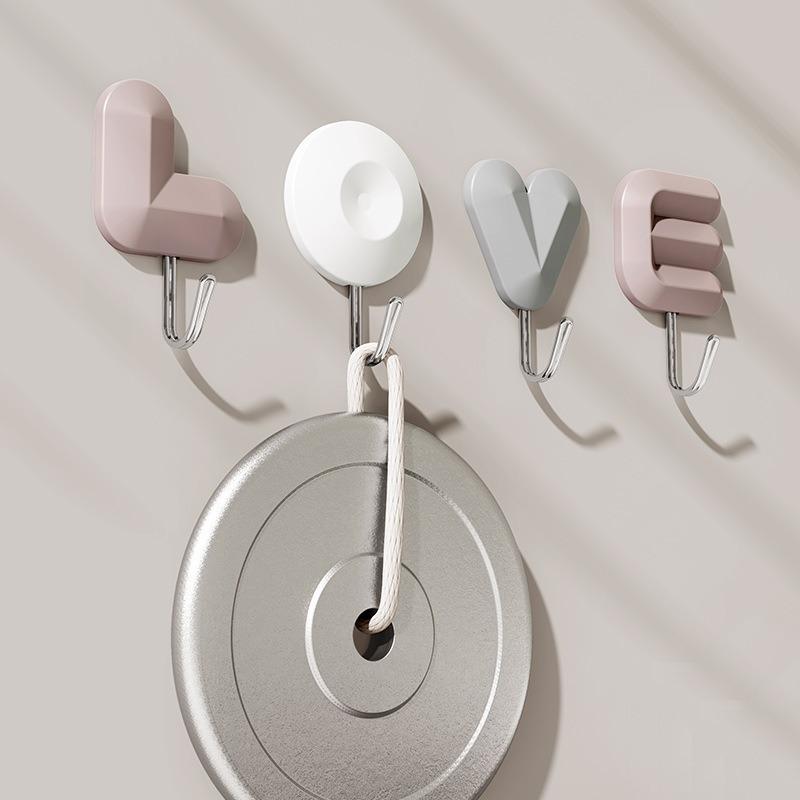 LOVE Letter Hooks Hole-free Foyer Bag Key Hooks Bedroom Kitchen And Bathroom Door Behind The Non-marking Sticky Hooks