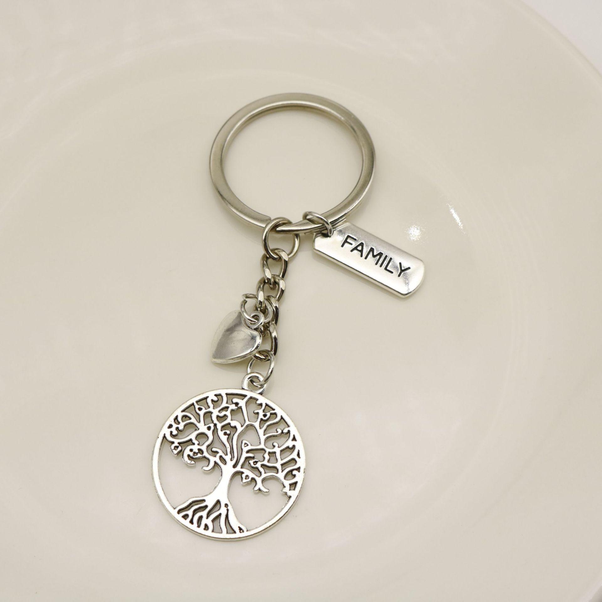 Heart Tree Pendant Antique Silver Keyring